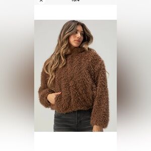RSQ Cozy Brown Fuzzy Sweater